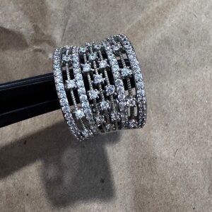 Dazzling Silver Multi-Band Diamond Ring